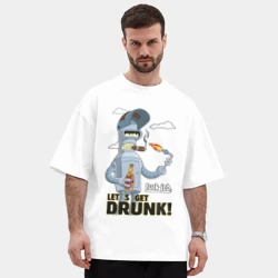 Мужская футболка Oversize хлопок premium К черту работу - давайте выпьем: Бендер сварщик - фото 2