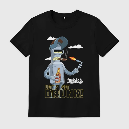 Мужская футболка хлопок с принтом К черту работу - давайте выпьем: Бендер сварщик, вид спереди #2