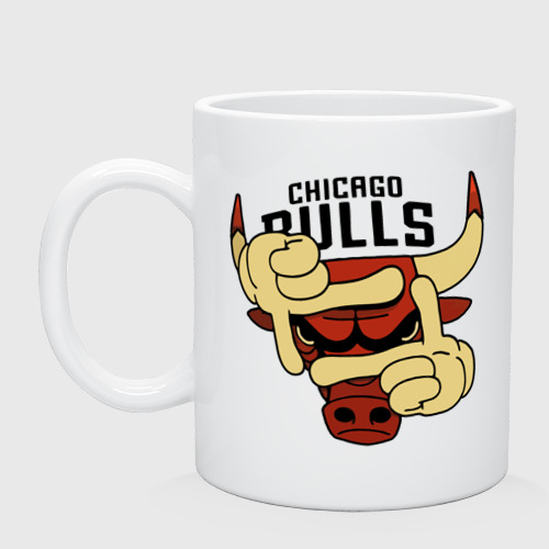 Кружка керамическая Bulls logo with hands, цвет белый