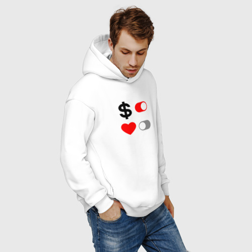 Мужское худи Oversize хлопок Love of money, цвет белый - фото 7