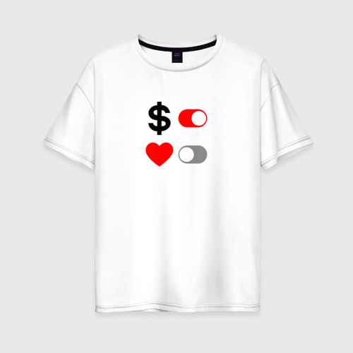 Женская футболка из хлопка оверсайз с принтом Love of money, вид спереди №1