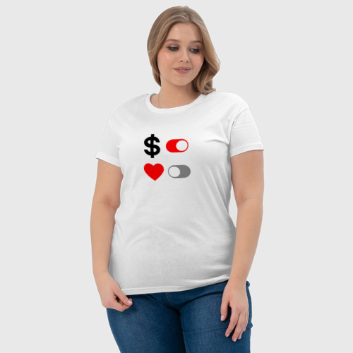 Женская футболка хлопок с принтом Love of money, фото #4