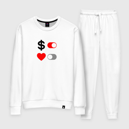 Женский костюм хлопок Love of money, цвет белый