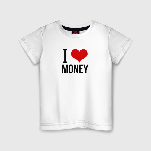 Детская футболка хлопок I love money, цвет белый