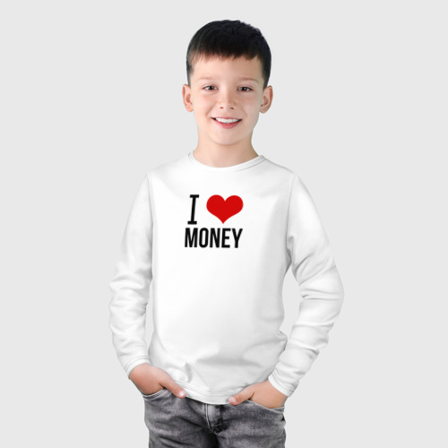 Детский лонгслив хлопок I love money, цвет белый - фото 3