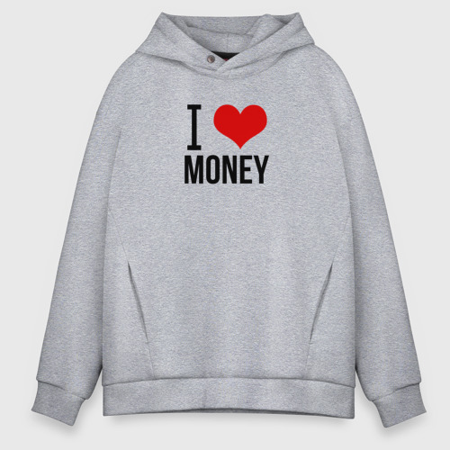 Мужское худи Oversize хлопок I love money, цвет меланж