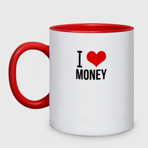 Кружка двухцветная I love money, цвет белый + красный