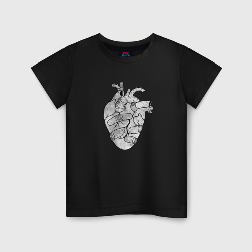 Детская футболка хлопок Раненое сердце, цвет черный