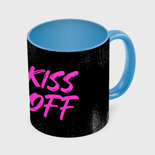 Кружка с полной запечаткой Kiss off - stop, цвет белый + небесно-голубой - фото 3