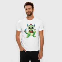 Мужская футболка хлопок Slim Дракон новогодний с леденцом - фото 2