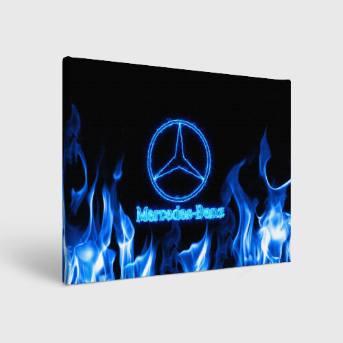 Холст прямоугольный Mercedes-benz blue neon, цвет 3D печать
