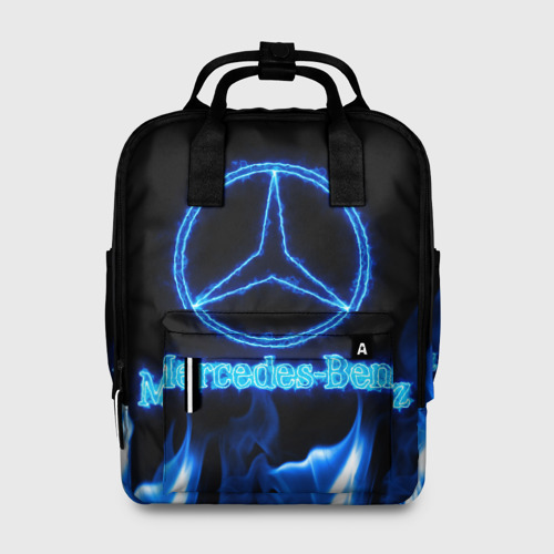 Женский рюкзак 3D Mercedes-benz blue neon