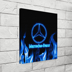 Холст квадратный Mercedes-benz blue neon - фото 2