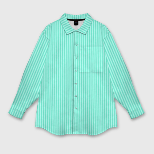 Мужская рубашка oversize 3D с принтом Мятный тонкие полосы, вид спереди #2