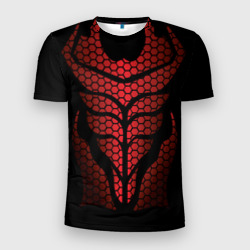 Мужская футболка 3D Slim Доспехи с красным отливом