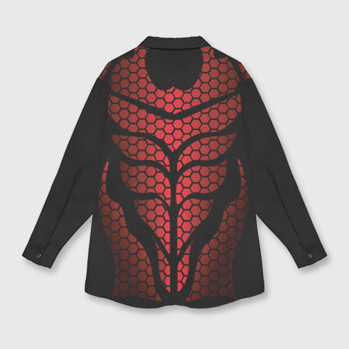 Мужская рубашка oversize 3D с принтом Доспехи с красным отливом, вид сзади #1