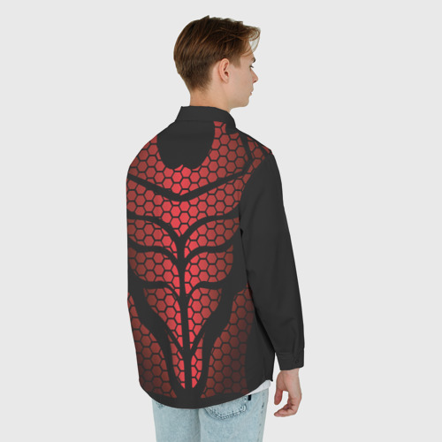 Мужская рубашка oversize 3D с принтом Доспехи с красным отливом, вид сзади #2