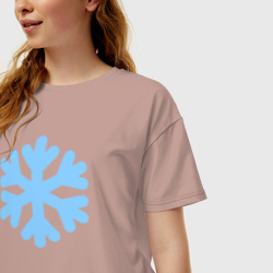 Женская футболка хлопок Oversize Голубая снежинка - фото 2