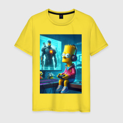 Мужская футболка хлопок Bart Simpson is an avid gamer