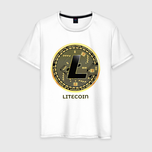 Мужская футболка из хлопка с принтом Litecoin крипта, вид спереди №1