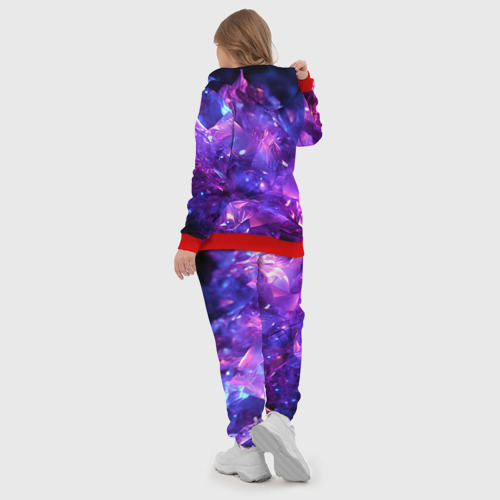 Женский костюм 3D Синяя фиолетовая прозрачная абстракция, цвет красный - фото 6