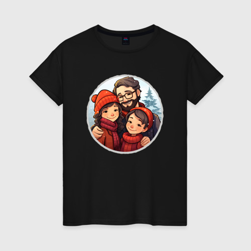 Женская футболка хлопок с принтом Семейное фото, вид спереди #2