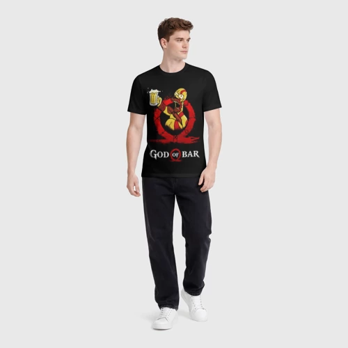Мужская футболка 3D с принтом Бог бара, вид сбоку #3