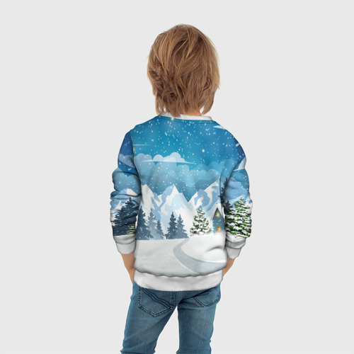 Детский свитшот 3D Дракон на фоне зимних гор, цвет 3D печать - фото 6