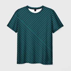 Мужская футболка 3D Чёрно-зелёные тонкие полосы