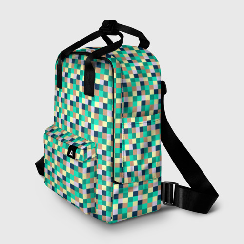 Женский рюкзак 3D с принтом Жёлто-зелёный пискели, фото на моделе #1