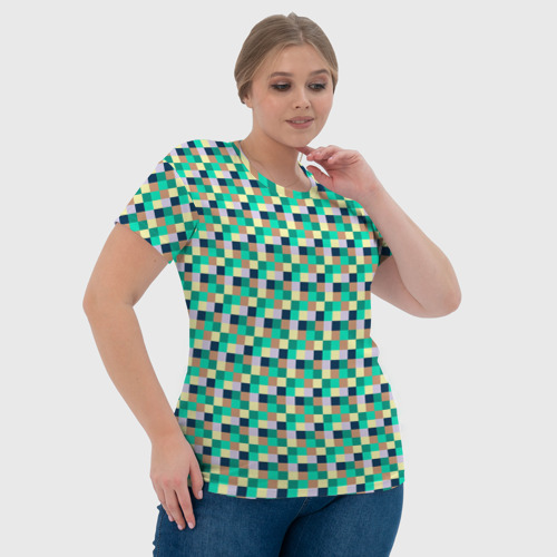 Женская футболка 3D с принтом Жёлто-зелёный пискели, фото #4