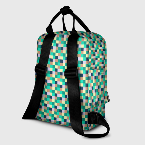 Женский рюкзак 3D с принтом Жёлто-зелёный пискели, вид сзади #1