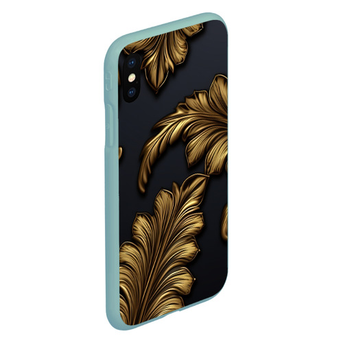 Чехол для iPhone XS Max матовый с принтом Золотые узоры  в виде  листьев, вид сбоку #3