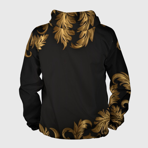 Мужская ветровка 3D Золотые объемные листья на черном, цвет белый - фото 2
