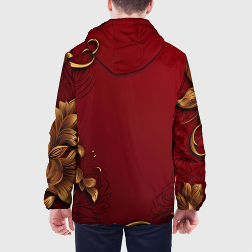 Мужская куртка 3D Узоры золотые на  красном фоне, цвет 3D печать - фото 5