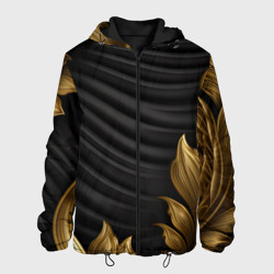 Мужская куртка 3D Узоры золотые на  черном  фоне