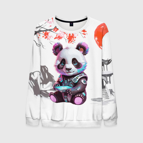 Мужской свитшот 3D с принтом Funny panda - China, вид спереди #2