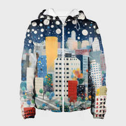 Женская куртка 3D Новогодний   ночной город
