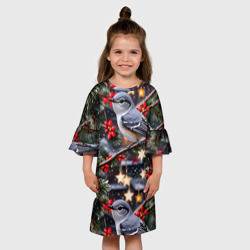 Детское платье 3D Рождественская птица пересмешник - фото 2
