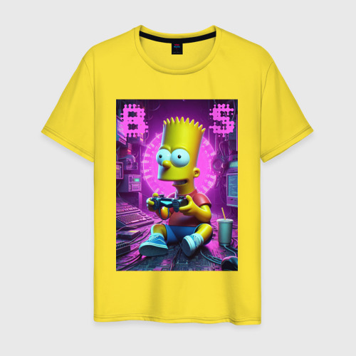 Мужская футболка хлопок Bart Simpson - cool gamer, цвет желтый