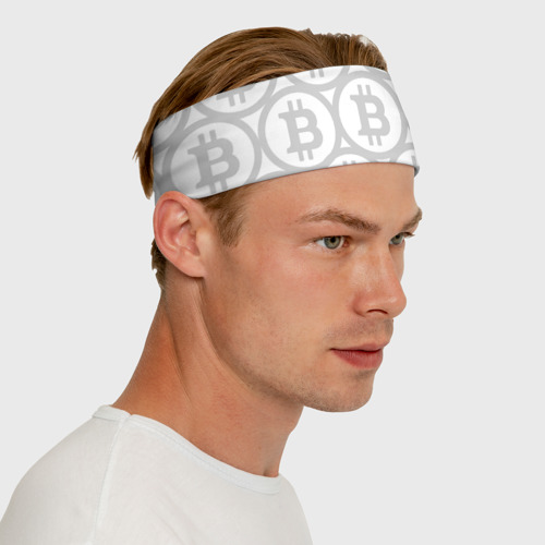 Повязка на голову 3D Биткоин патерн на белом фоне - фото 6
