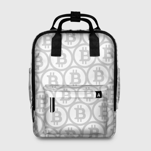 Женский рюкзак 3D Биткоин патерн на белом фоне