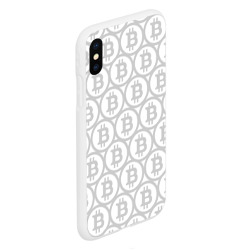 Чехол для iPhone XS Max матовый Биткоин патерн на белом фоне - фото 2