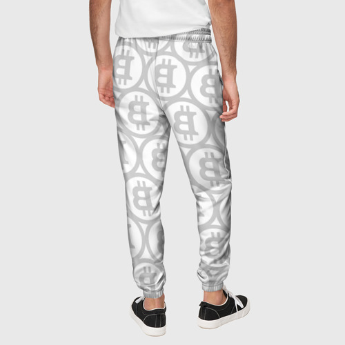 Мужские брюки 3D Биткоин патерн на белом фоне, цвет 3D печать - фото 5