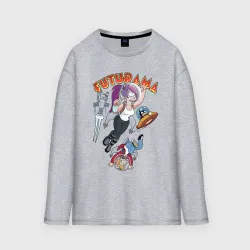 Женский лонгслив oversize хлопок Футурама в космосе 