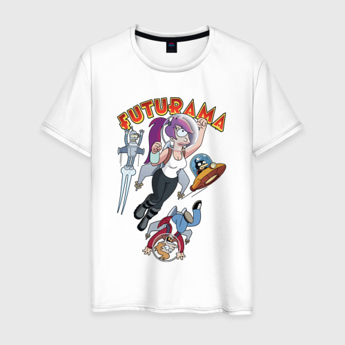 Мужская футболка хлопок Футурама в космосе , цвет белый