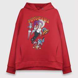 Женское худи Oversize хлопок Футурама в космосе 