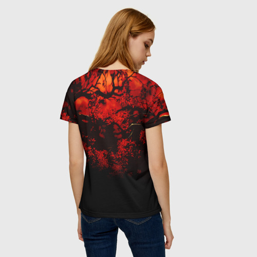 Женская футболка 3D Волк солдат в красном лесу, цвет 3D печать - фото 4