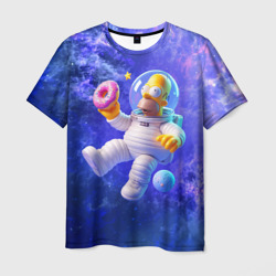 Мужская футболка 3D Homer Simpson is a brave astronaut