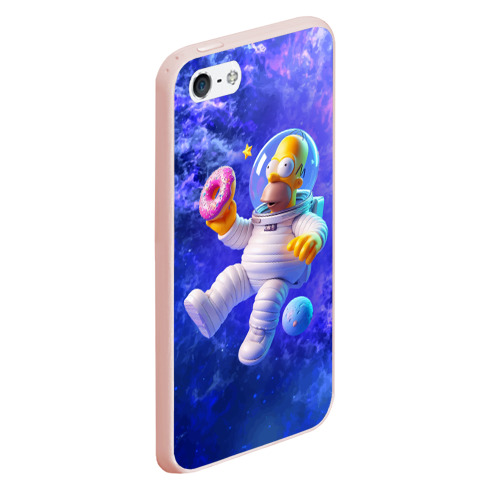 Чехол для iPhone 5/5S матовый Homer Simpson is a brave astronaut, цвет светло-розовый - фото 3